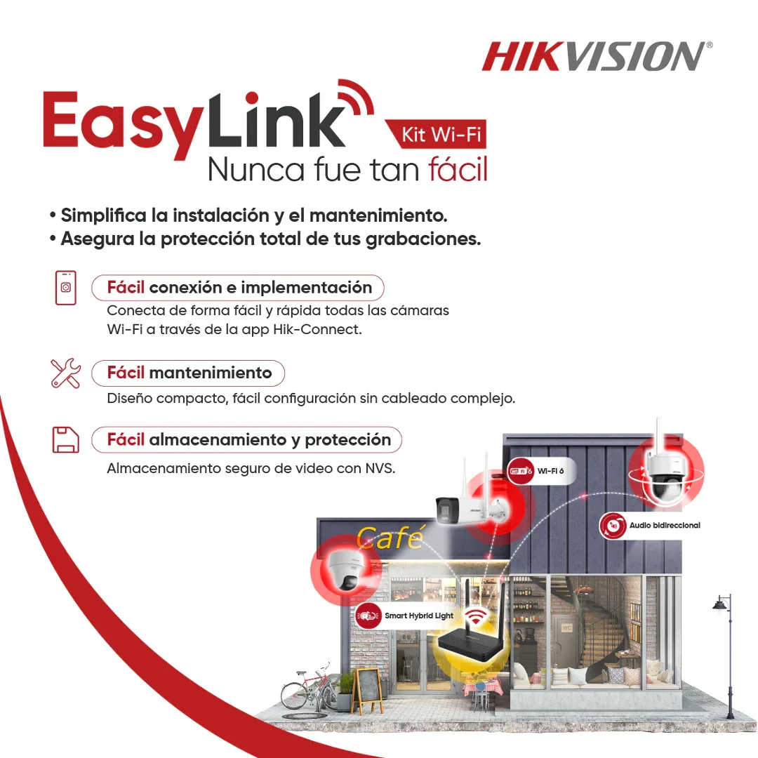 Hikvision Easy Link Wi-Fi Kit NVS + 2 camaras 2MP - Tecatech-uy