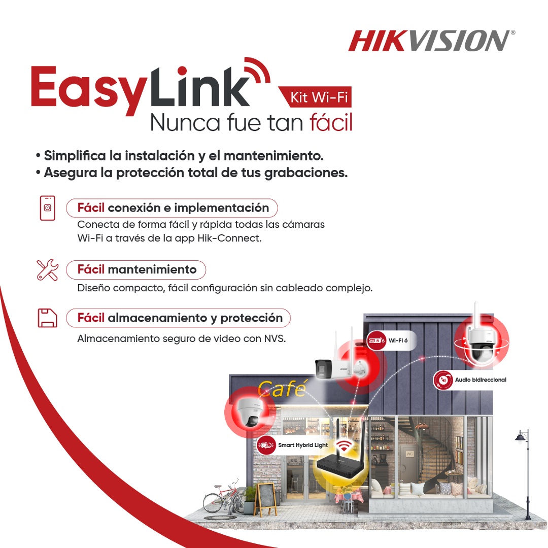 Hikvision Easy Link Wi-Fi Kit NVS + 2 camaras 2MP