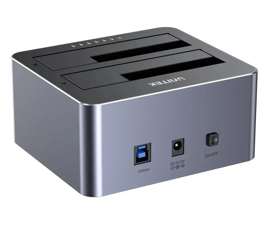 Dock Station Unitek doble bahía para Discos 2.5 y 3.5 SATA III - Tecatech-uy
