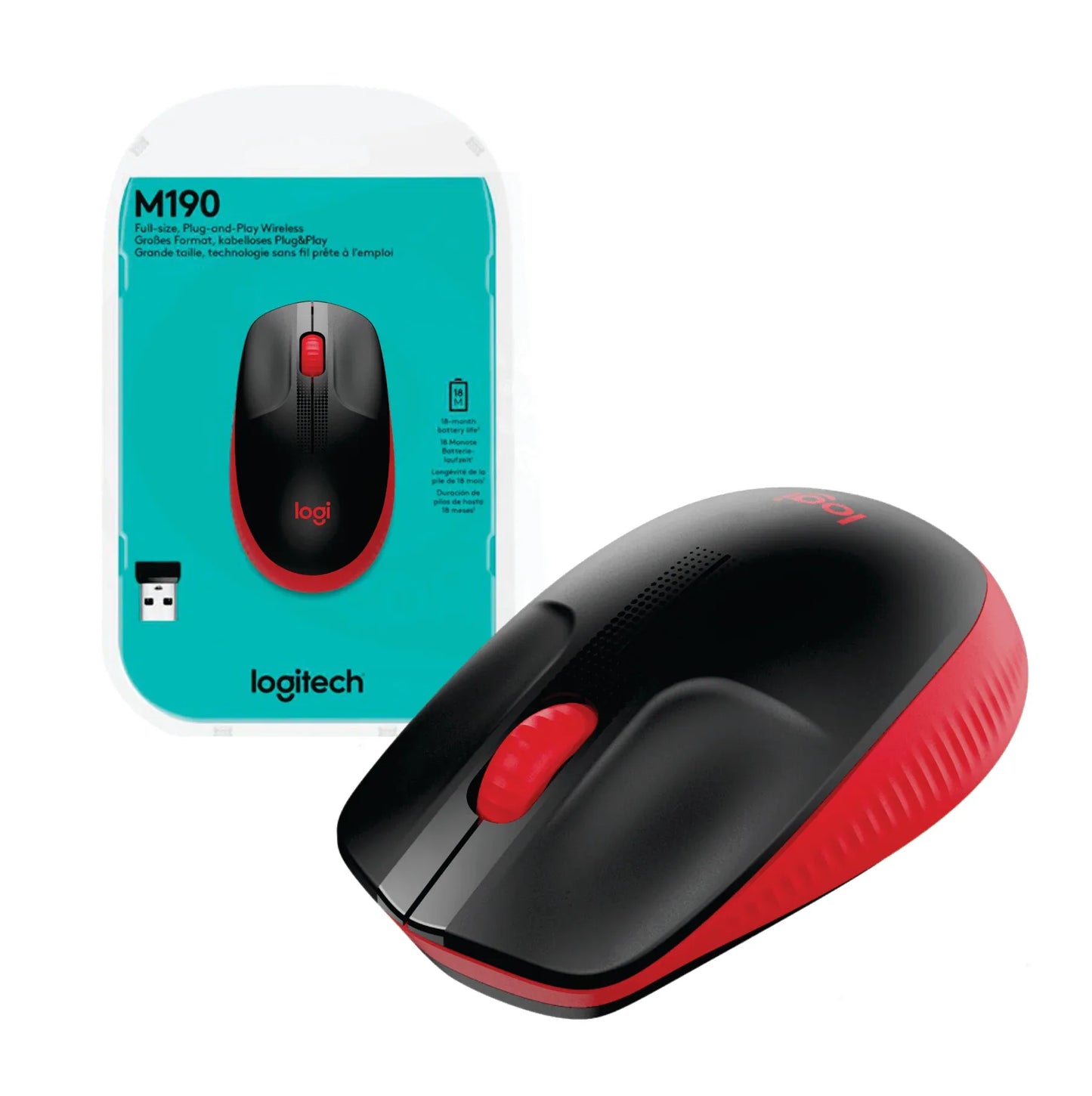 Mouse Logitech M190 inalámbrico rojo - Tecatech-uy