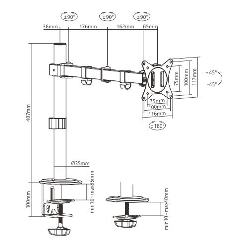Soporte brazo para monitor hasta 32"