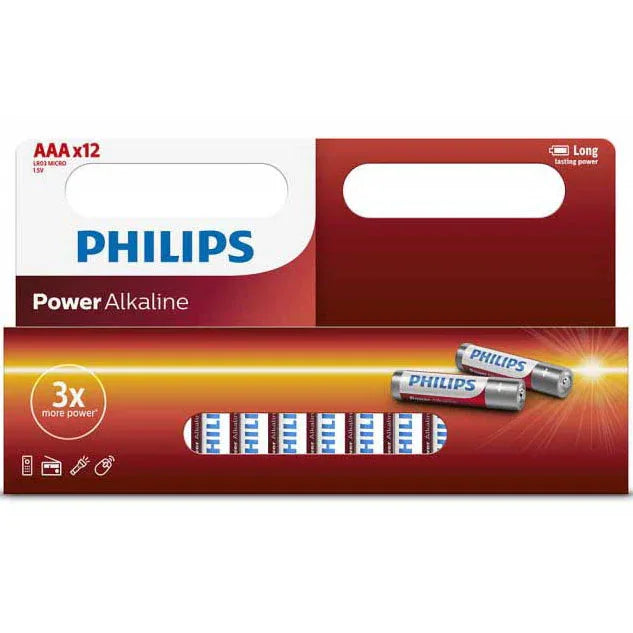 Pilas alcalinas Philips AAA x 12 - Tecatech-uy