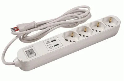 Alargue 3 metros 4xSchuko (3L) a ficha 3L + 2xUSB Conatel - Tecatech-uy