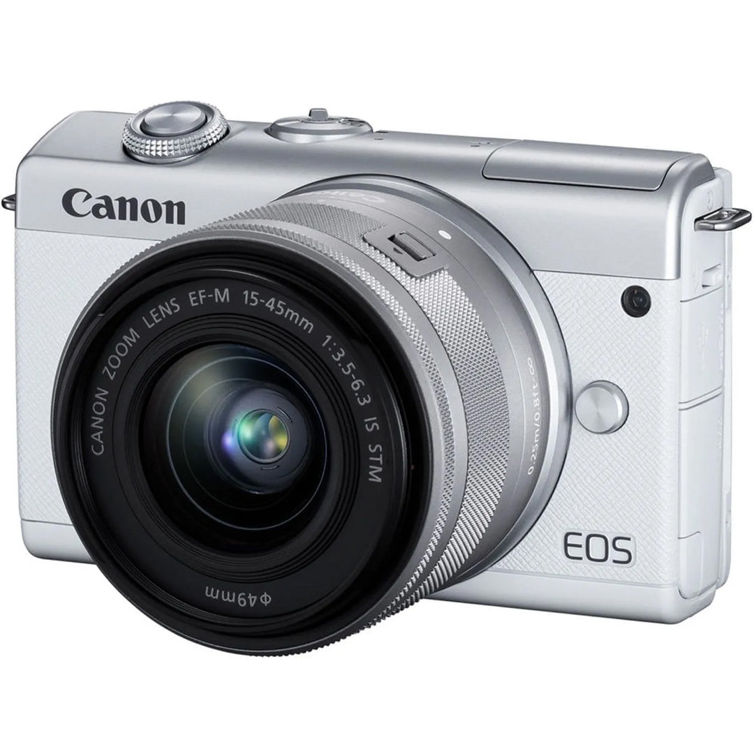 Camara Canon M200 Mirrorless lente 15-45mm blanca