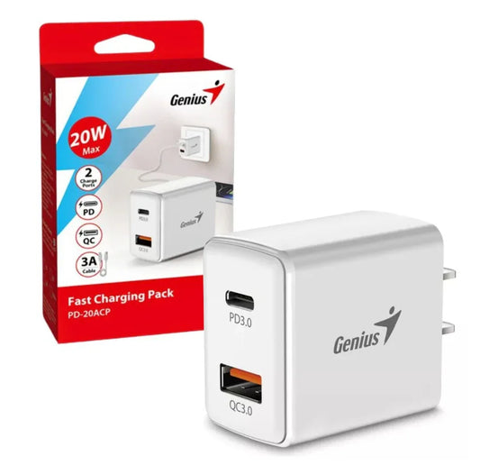 Cargador Genius PD-20AC 20W blanco - Tecatech-uy