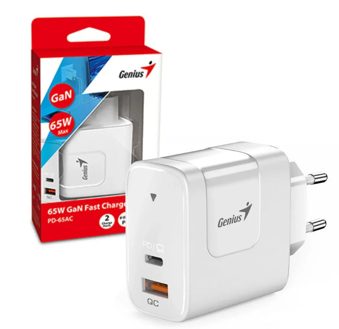 Cargador Genius PD-65AC 65W blanco - Tecatech-uy