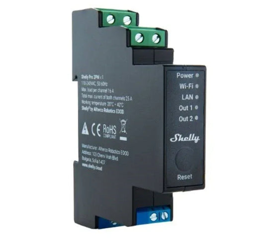 Rele Shelly Pro 2PM Wi-fi DIN Dual - Tecatech-uy