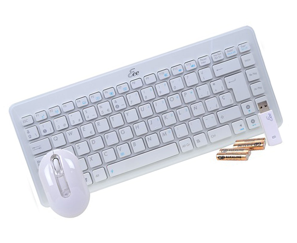Combo mini teclado y mouse inalambricos asus blanco