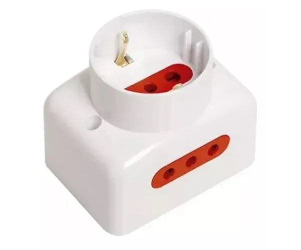 Tomacorriente de pared 1xSchuko + 2x3L Conatel - Tecatech-uy
