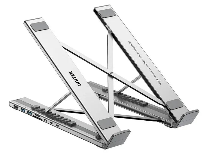 Soporte y HUB Unitek para Notebook aluminio plegable - Tecatech-uy