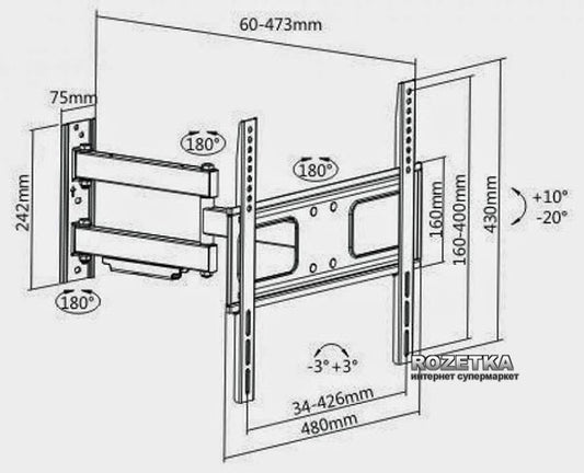 Soporte para TV lcd/led movil hasta 55'' / 50kg