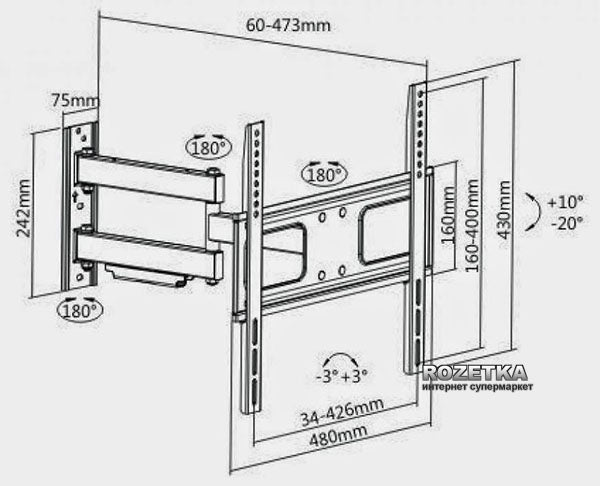 Soporte para TV lcd/led movil hasta 55'' / 50kg - Tecatech-uy