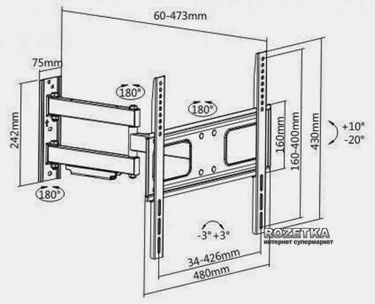 Soporte para TV lcd/led movil hasta 55'' / 50kg - Tecatech-uy