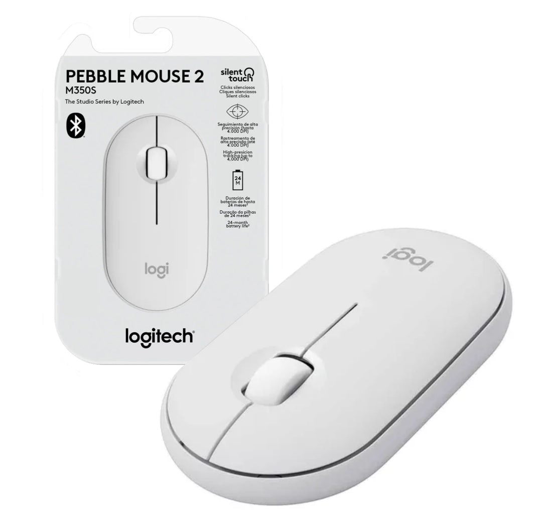Mouse Logitech M350S Pebble 2 bluetooth blanco