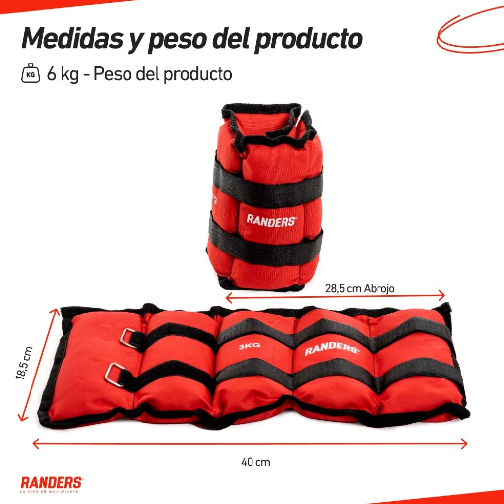 Par de Tobipesas 3Kg Rojo Randers
