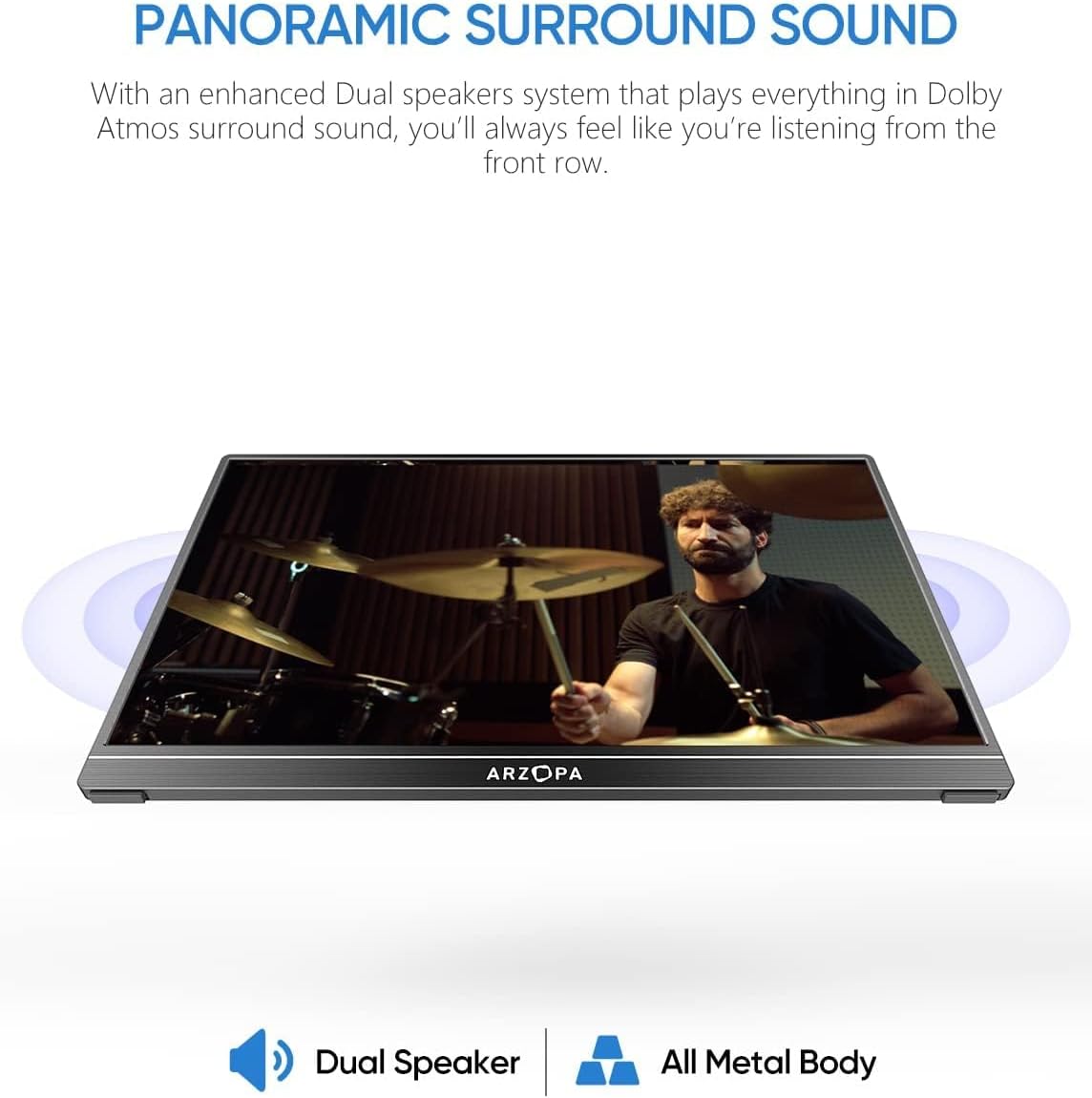 Monitor Portátil ARZOPA 15.6" FHD 1080P - USB-C/HDMI