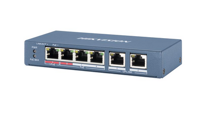 Switch PoE Hikvision DS-3E0106HP-E 4 puertos Fast Ethernet 35W