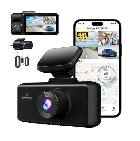 Dashcam Redtiger F17 4K Triple Canal GPS WiFi
