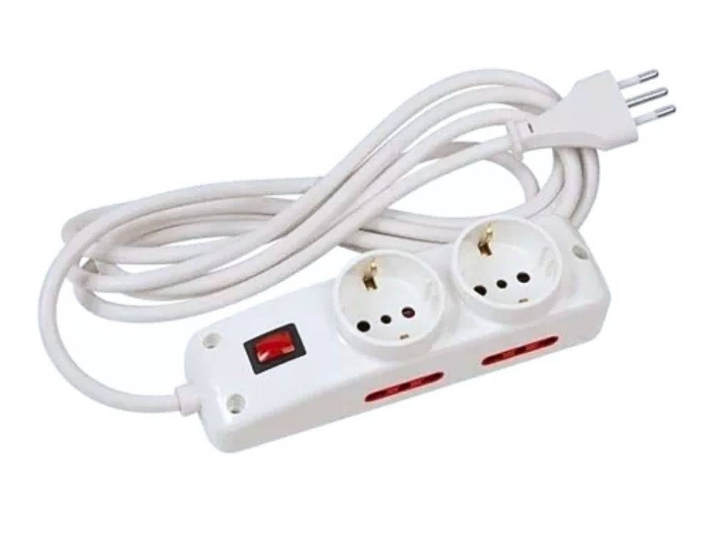 Alargue 3 metros 2xSchuko 4x3L a ficha 3L Conatel