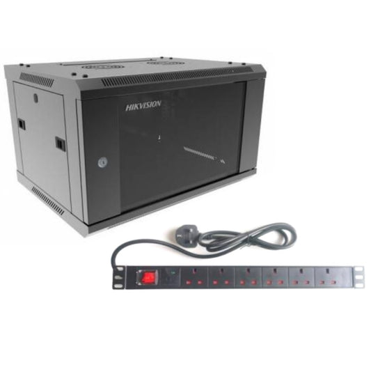 Rack Hikvision 6U + PDU de 6 unidades