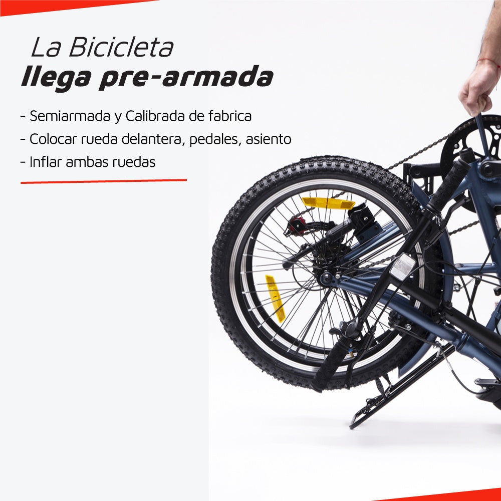 Bicicleta plegable 7 velocidades rodado 20 azul