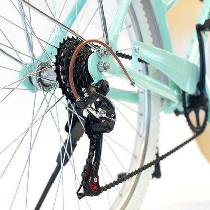 Bicicleta de paseo aluminio c/canasto R26 7V verde