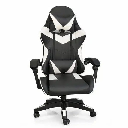 Silla Gamer ergonómica con masajes negra y blanca