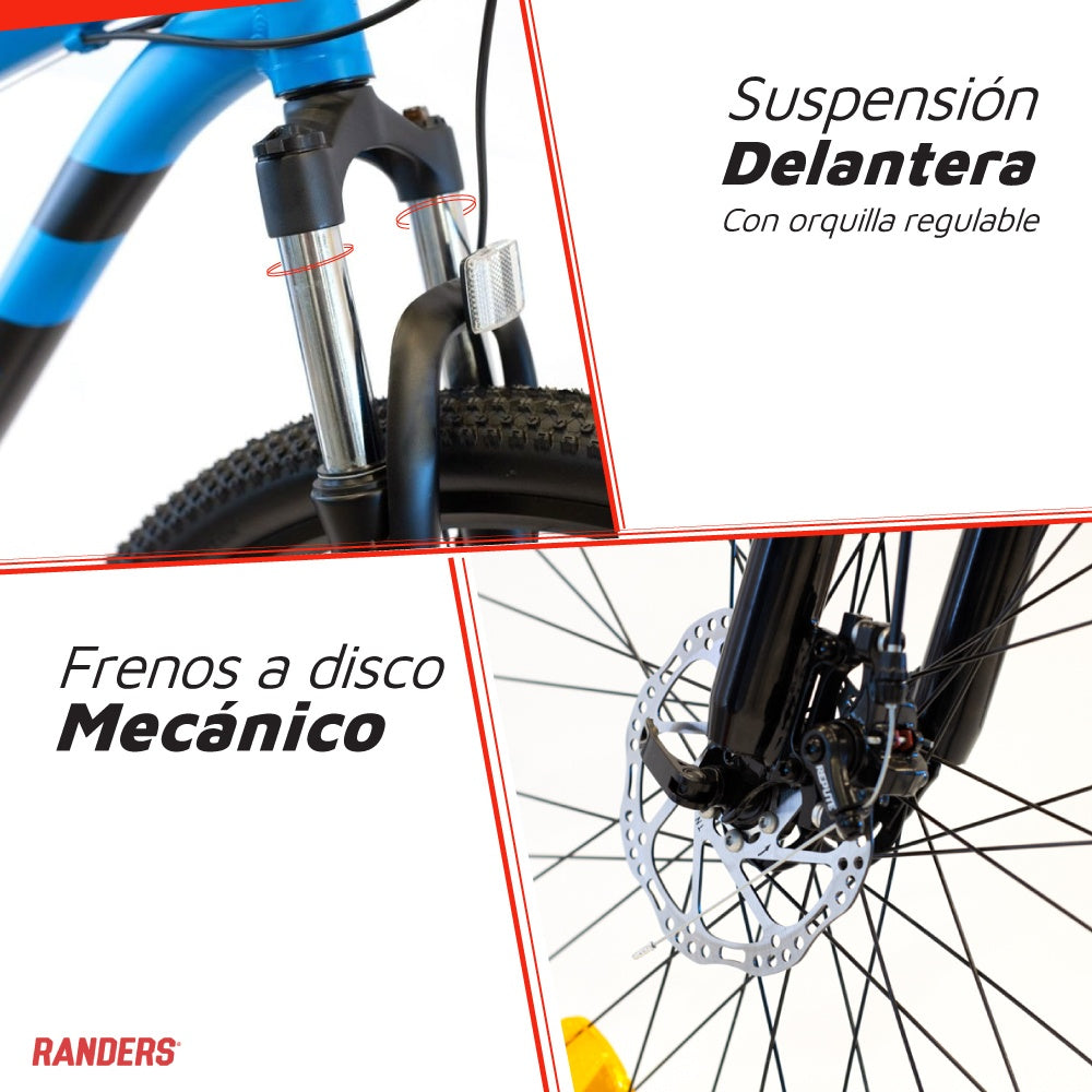 Bicicleta Randers montaña 21V R29 azul con negro M