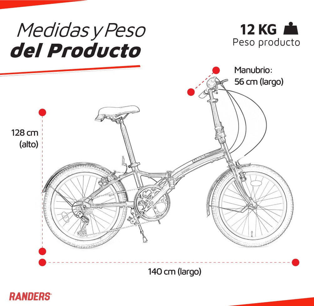 Bicicleta plegable 7 velocidades rodado 20 negro