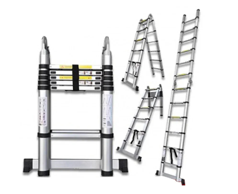 Escalera telescópica doble 12 escalones de aluminio - Tecatech-uy