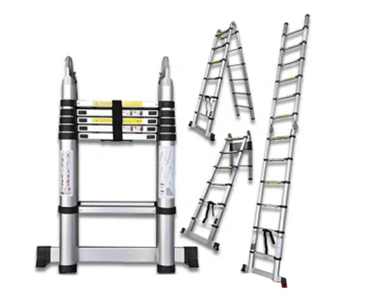 Escalera telescópica doble 12 escalones de aluminio - Tecatech-uy