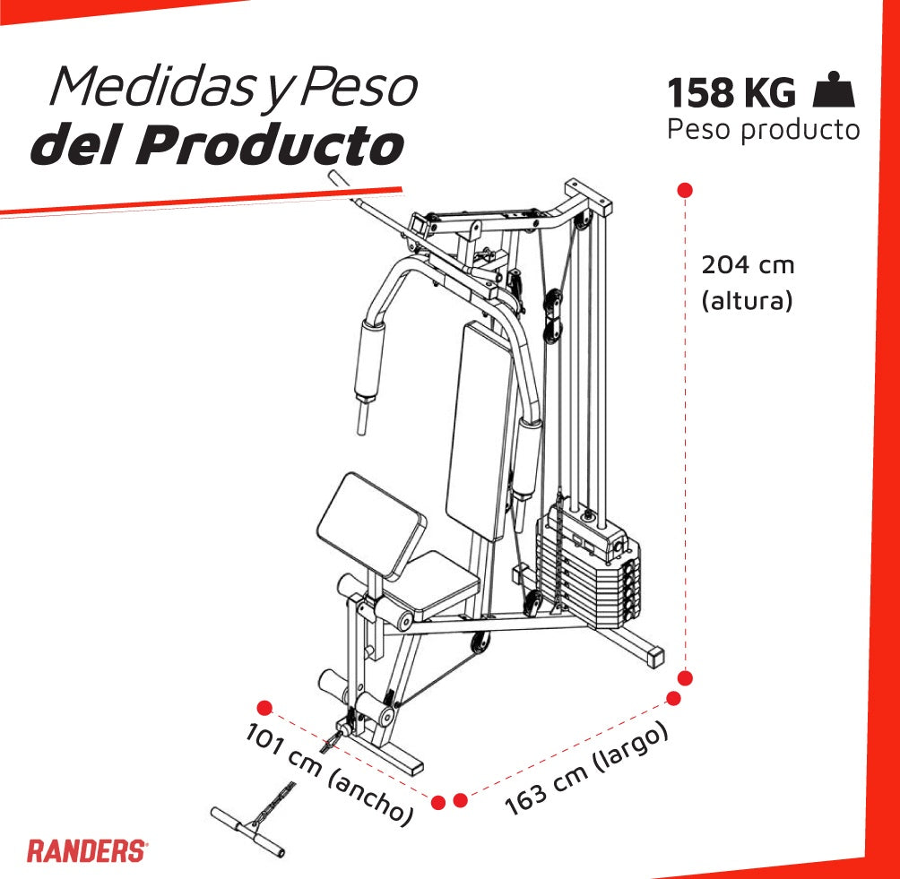 Multigimnasio Randers 100Kg c/scott 