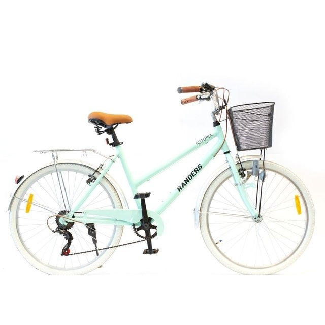 Bicicleta de paseo aluminio c/canasto R26 7V verde