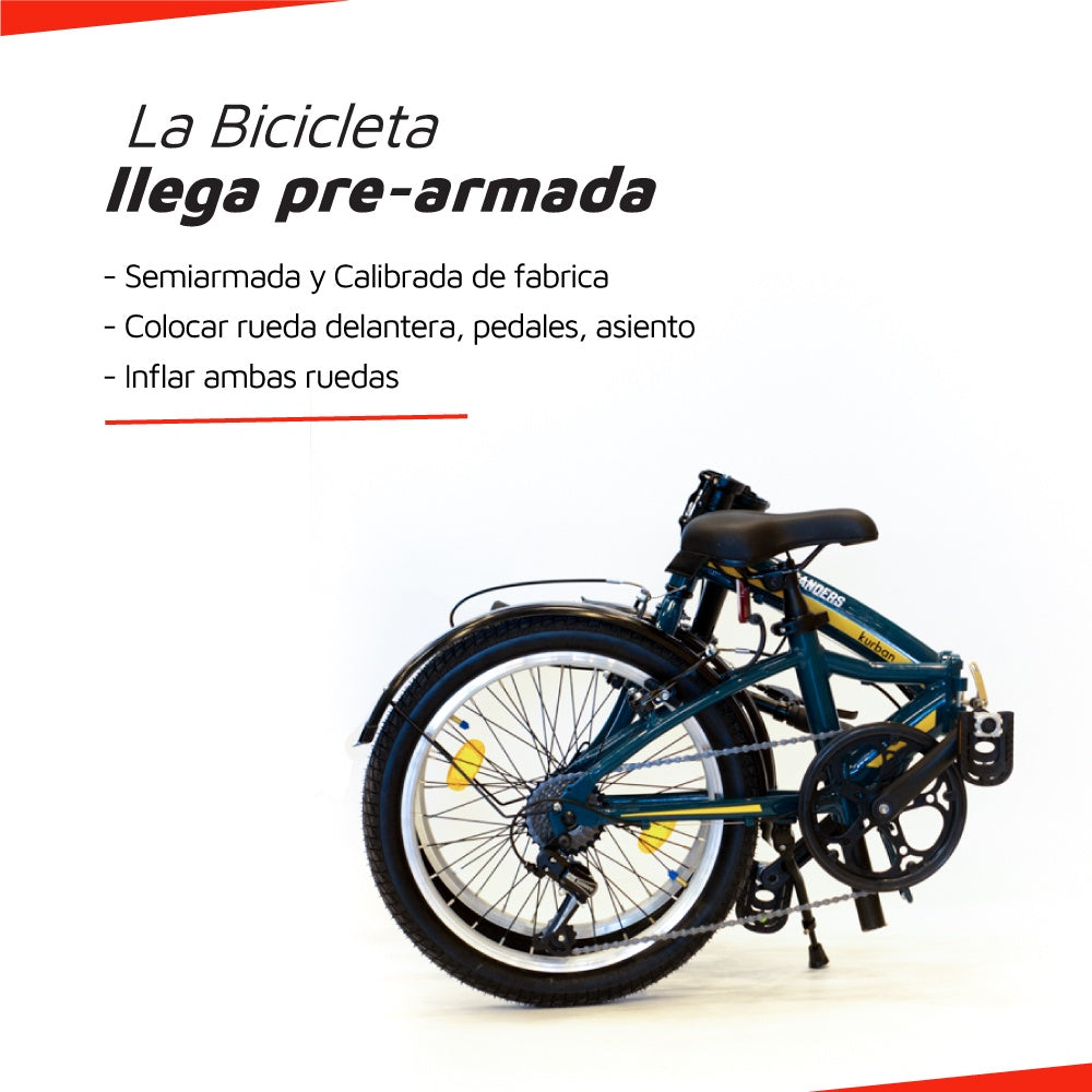 Bicicleta plegable 7 velocidades rodado 20 negro