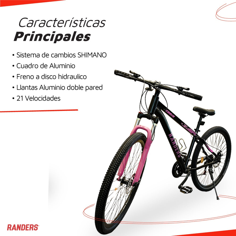 Bicicleta Randers montaña 21V R29 rosa S