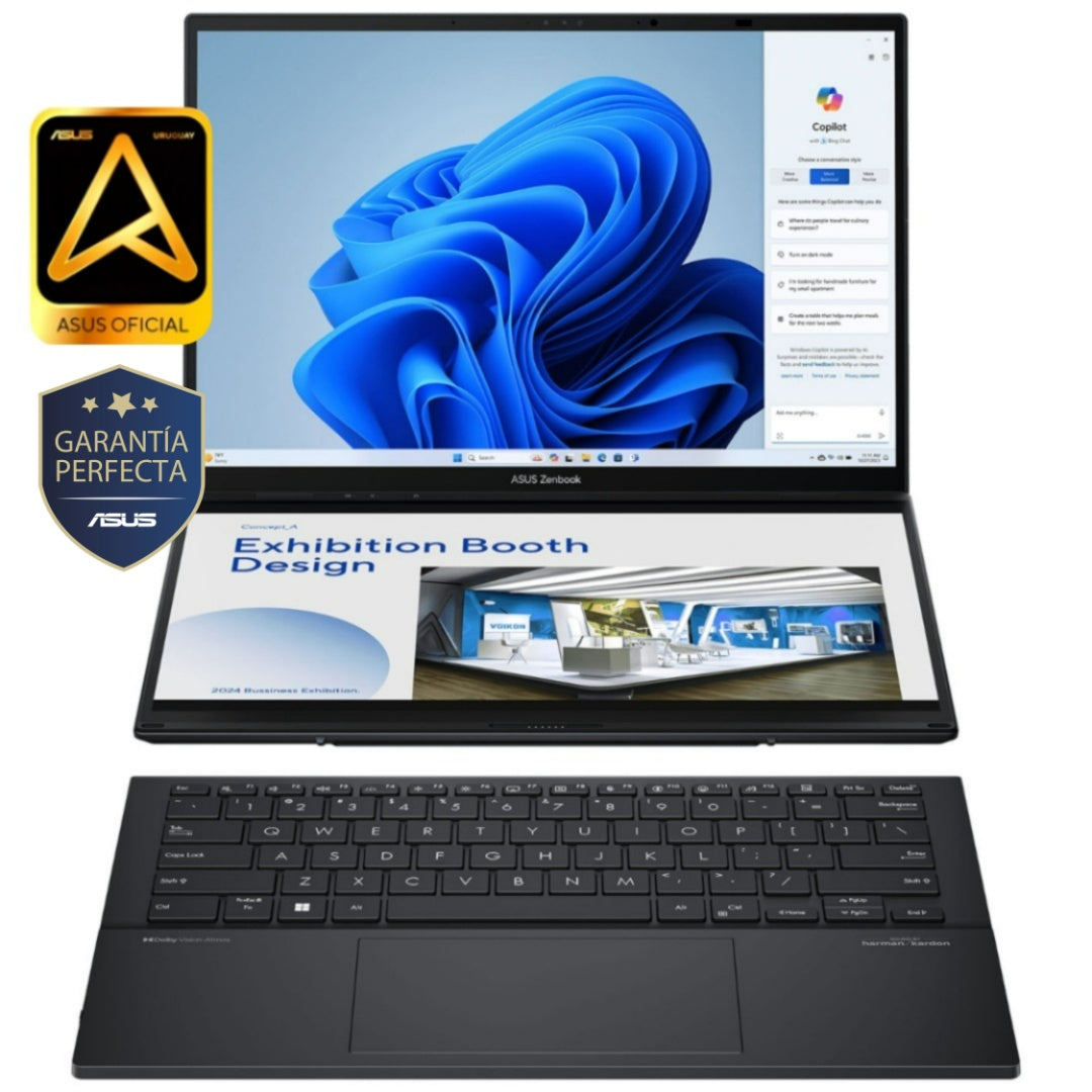 Notebook Asus Zenbook Duo Core Ultra 9 5.4Ghz, 32GB, 1TB SSD, DUAL 14'' 3K Oled Touch