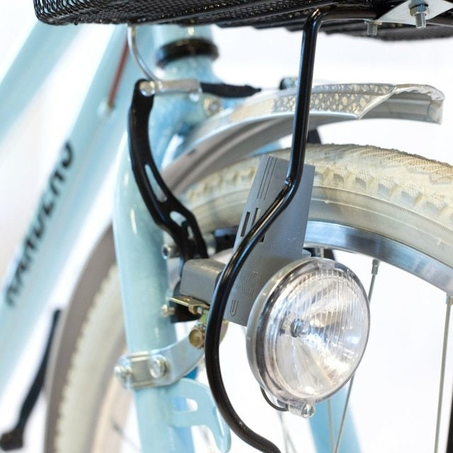 Bicicleta de paseo aluminio c/canasto R26 7V celeste