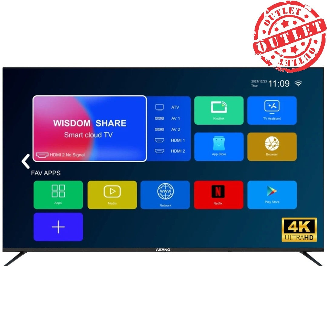 TV LED Asano 65'' 4K sin bordes SMART (con detalles)