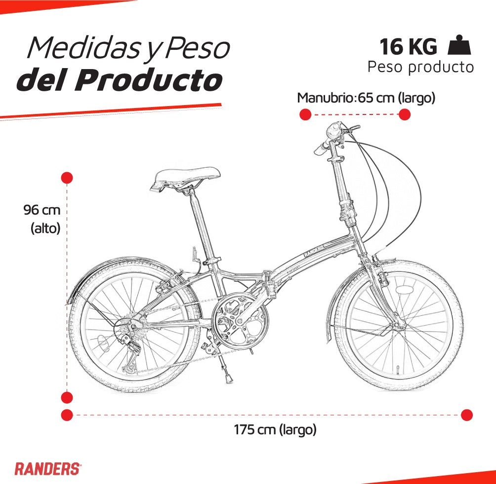 Bicicleta plegable 7 velocidades rodado 20 azul
