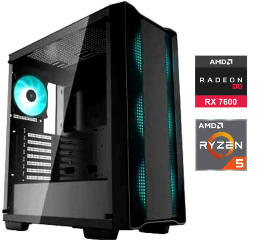 Equipo Gamer Ryzen 5 5600X, 16GB, 1TB NVMe, RX7600 CL 8GO