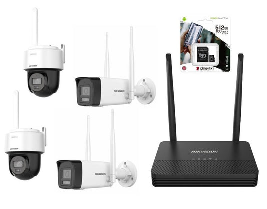 Combo Hikvision NVS Wifi 6 + 4 camaras 2MP + MicroSD 512GB
