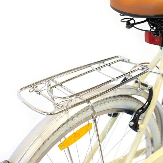 Bicicleta de paseo aluminio c/canasto R26 7V crema