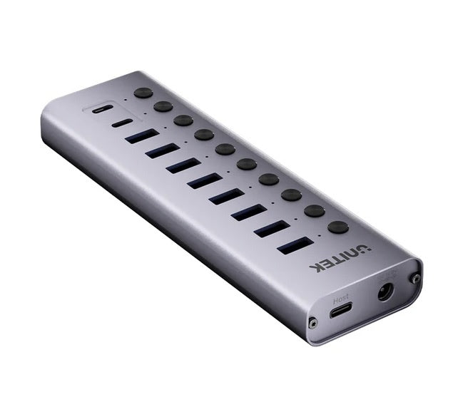 HUB USB-C Unitek 10 en 1 5Gbps con interruptor