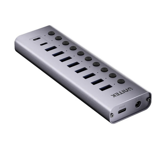 HUB USB-C Unitek 10 en 1 5Gbps con interruptor