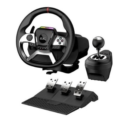 Volante Genius SpeedMaster X5 con vibracion, pedales y cambios