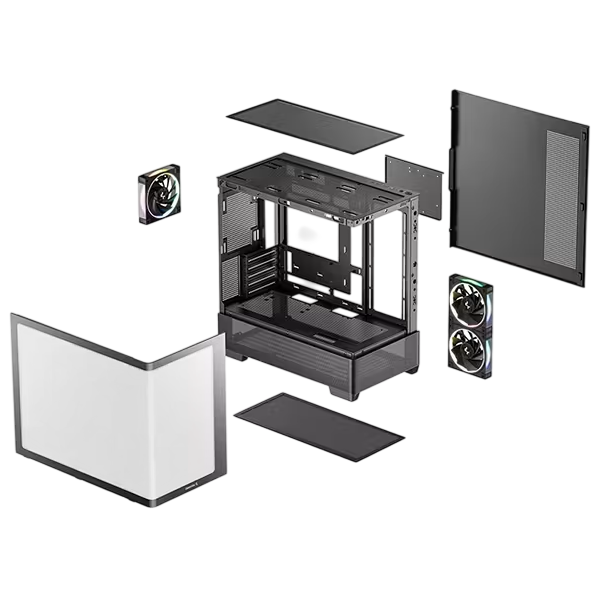 Gabinete DeepCool CG380U 3F cristal curvo panorámico