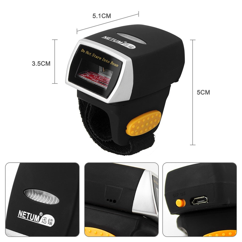 Lector de código de barras Netum 2D tipo Anillo inalámbrico