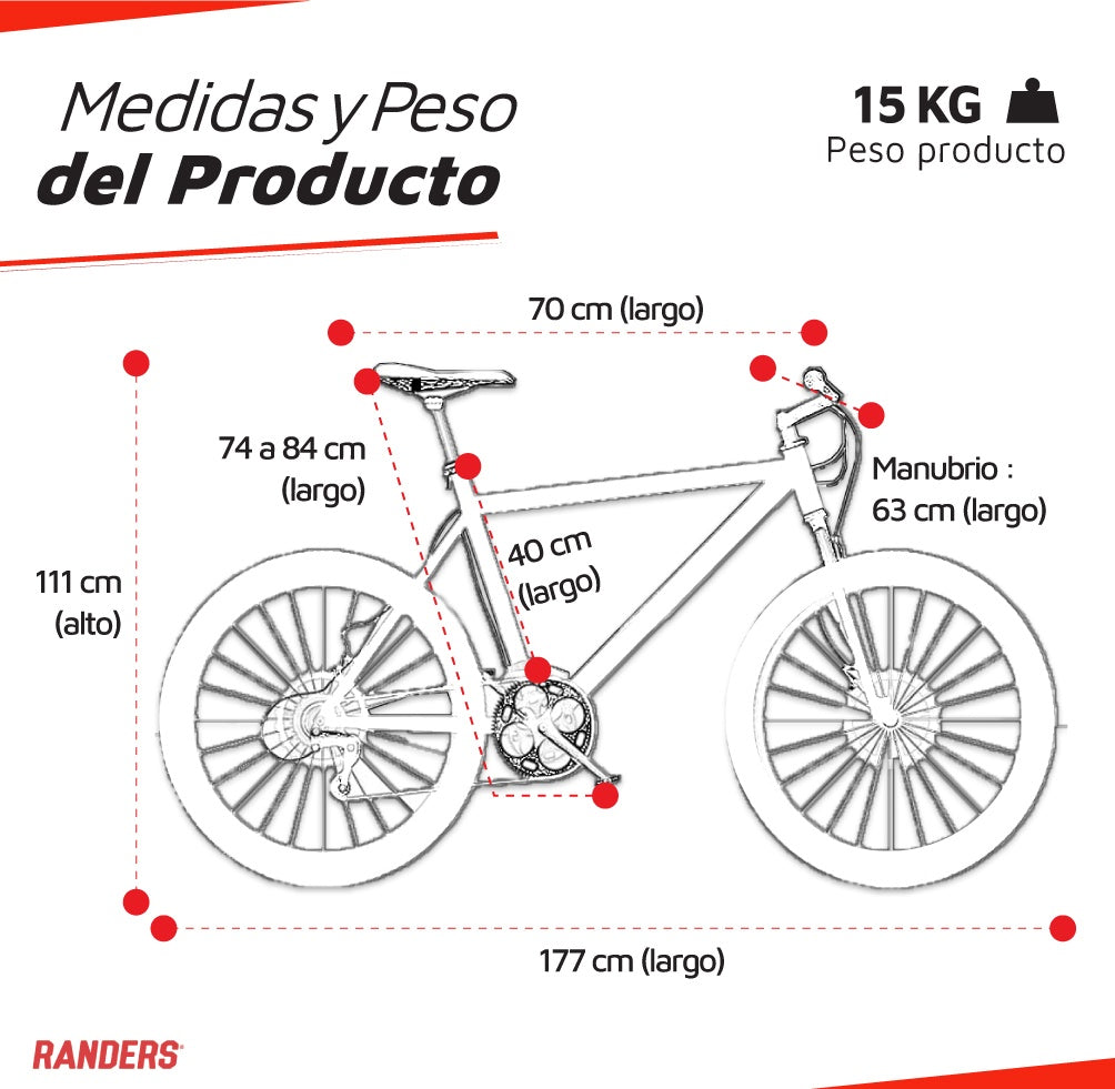 Bicicleta Randers montaña 21V R29 negro con blanco L