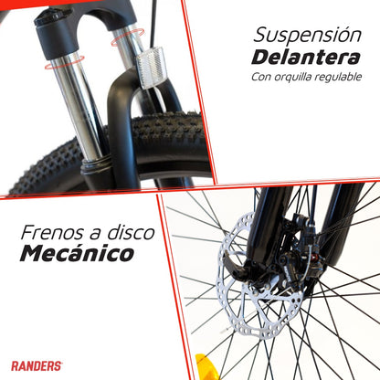 Bicicleta Randers montaña 21V R29 negro con blanco L