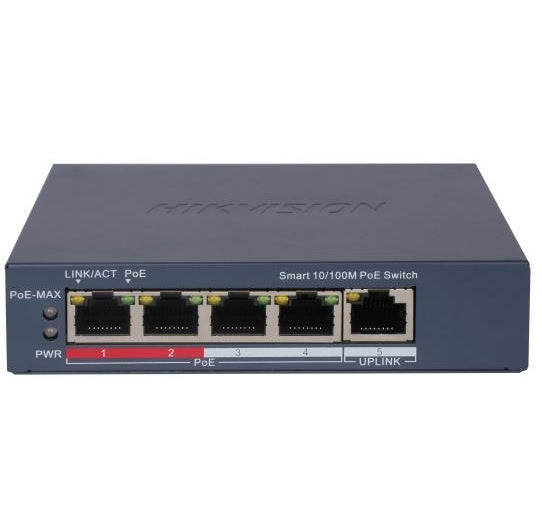 Switch PoE Hikvision Smart V2 4 Puertos Fast Ethernet